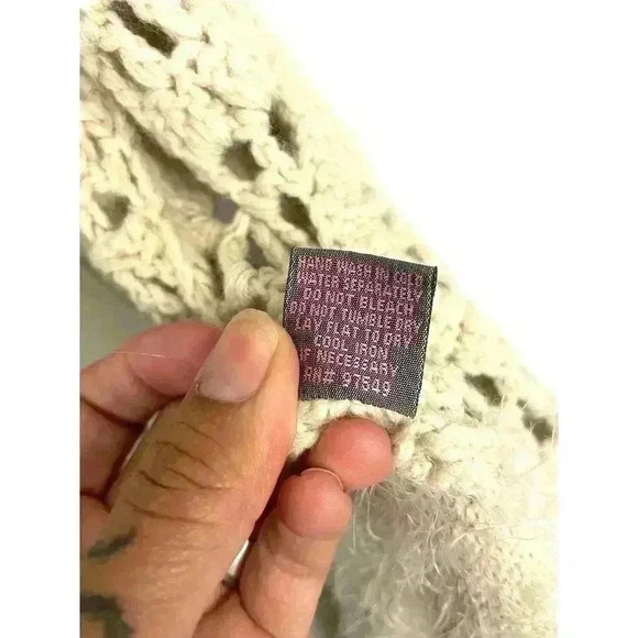 Tan Open Fuzzy Cardigan Top SMALL Women's Crochet Metric - Picture 6 of 10